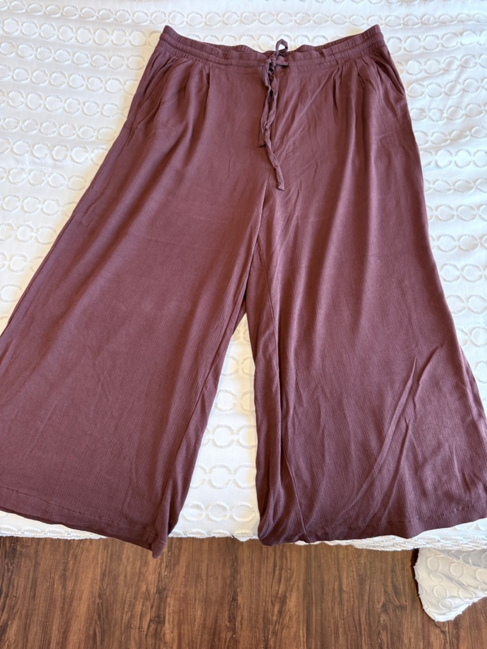 Wide Leg Drawstring Lounge Pants - chocolate brown